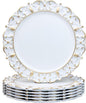 White Charger Plates Set of 6, Decorative Table Plastic Chargers for Dinner Plates, Party, Wedding, Thanksgiving, Christmas, 11W