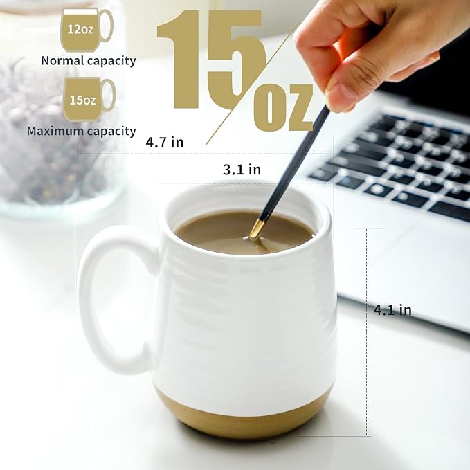Hasense Coffee Mugs Set of 6, 15 oz Ceramic Coffee Cups - Image 2