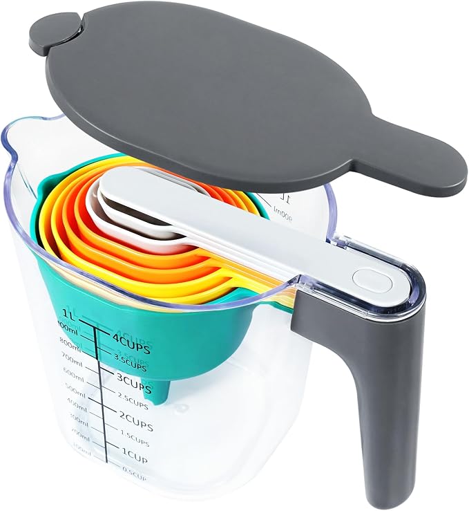 Stackable 10-Piece Measuring Cups and Spoons Set by Recogwood