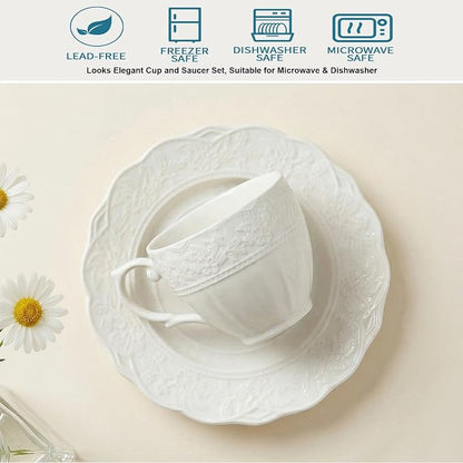 3 oz Espresso Cups Set of 6, Bone China Small Espresso Coffee Cups & Saucers Set - Image 4