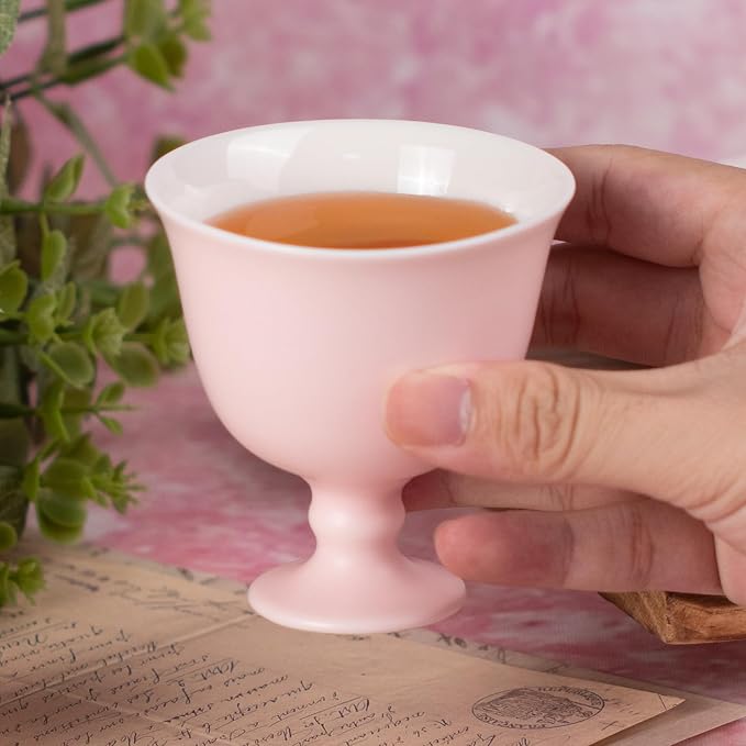 KAMMAK Ceramic Tea Cups Set of 2, 4 oz, Vintage Small Teacups, 723N | Hand - Image 4