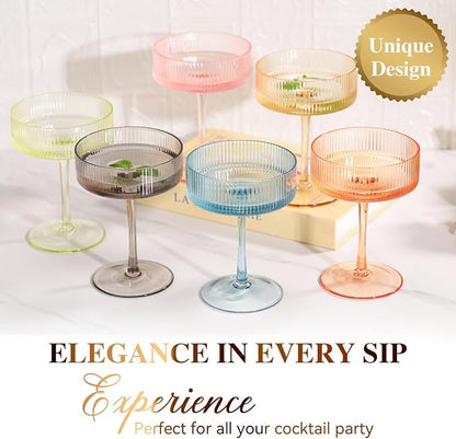 Pastel Light Colored Coupe Glasses Set of 6 - Image 2