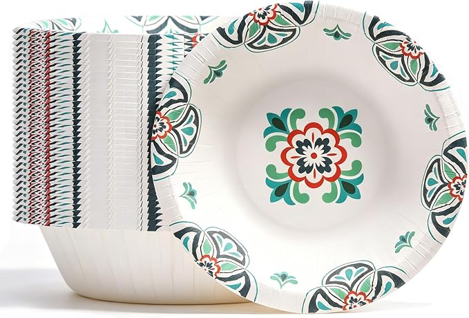 Paper Bowls Disposable Soup Bowl, Heavy Duty Printed Disposable Bowls Bulk by Unknown