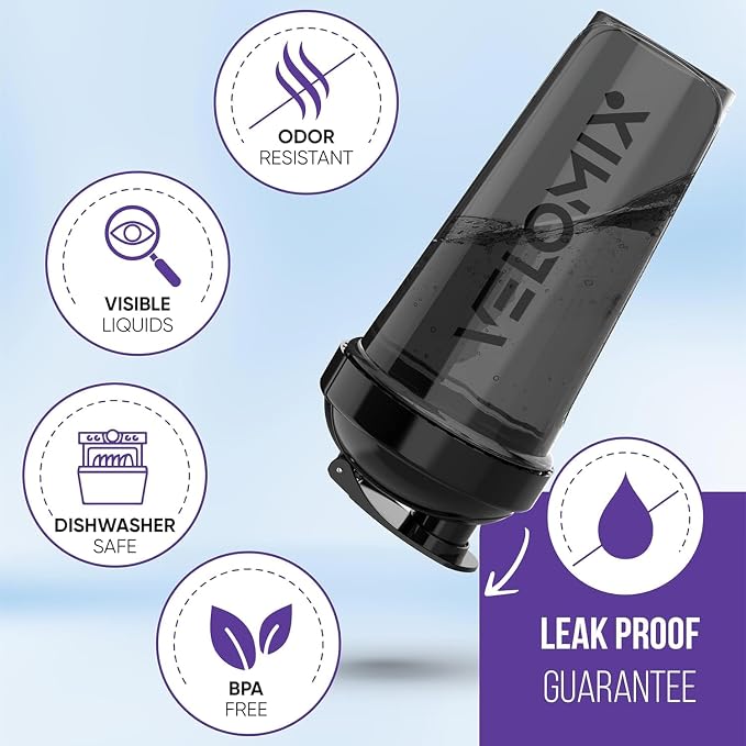 VELOMIX 2 Pack 28oz Protein Shaker Bottle - Image 2