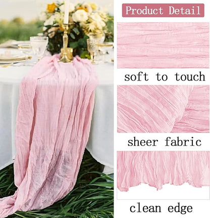 4 Pack Light Pink Cheesecloth Table Runner 20 x 120 inch Gauze Table Runners 10 - Image 3