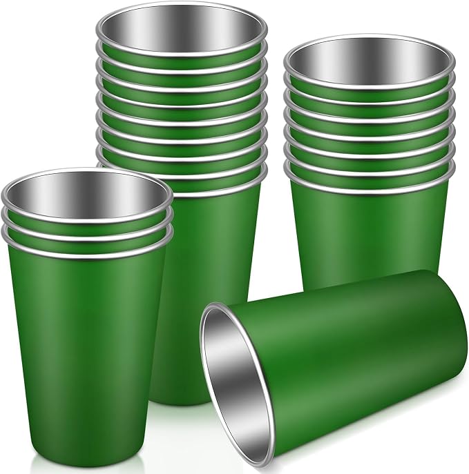 Mimorou 20 Pack 16 oz Stainless Steel Pint Cups Metal Cups Unbreakable Drinking by Mimorou