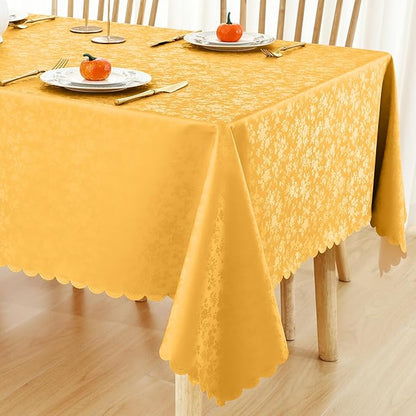 Smiry Square Table Cloth, Waterproof Heavy Duty Vinyl Tablecloths, Wipeable Washable Table Cover for Kitchen and Dining Room (Mustard Yellow, 54" X 54")