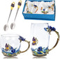 Tea Cup Glass Coffee Mugs, Fancy Tea Cup Set Birthday Christmas Valentine's Day by DUMVOIN