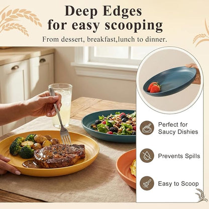 Wheat Straw Plates Set of 8, Reusable Plastic Dinner Plates 9 Inch, Unbreakable - Image 5