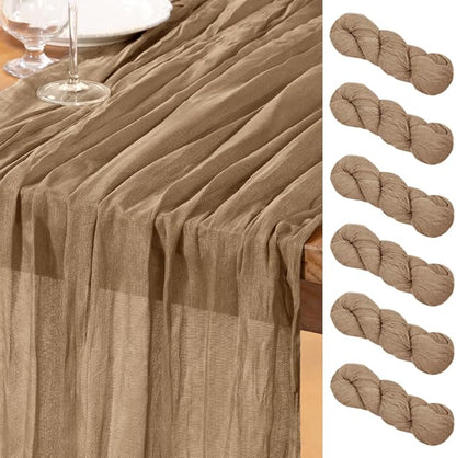 DeZerlor Nude Cheesecloth Table Runners 6 Pack Fall Runners | 120Inch Gauze by DeZerlor