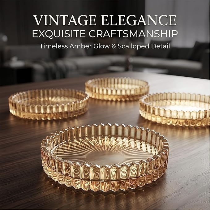 Round Modern Clear Coasters Set of 2, Glass Cup Coaster Modern Crystal Coasters - Image 4