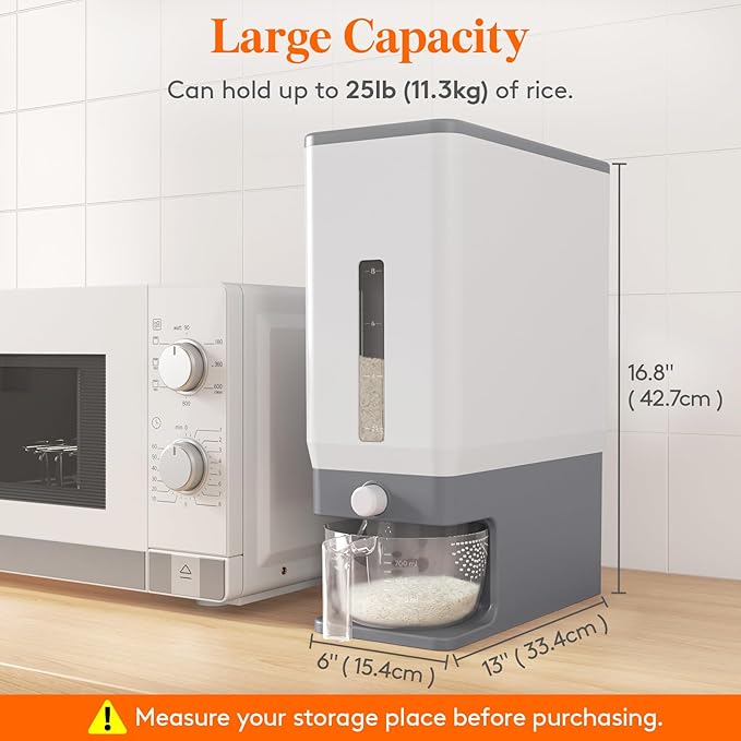 Lifewit Rice Dispenser 25 Lbs, Airtight Storage - Image 3