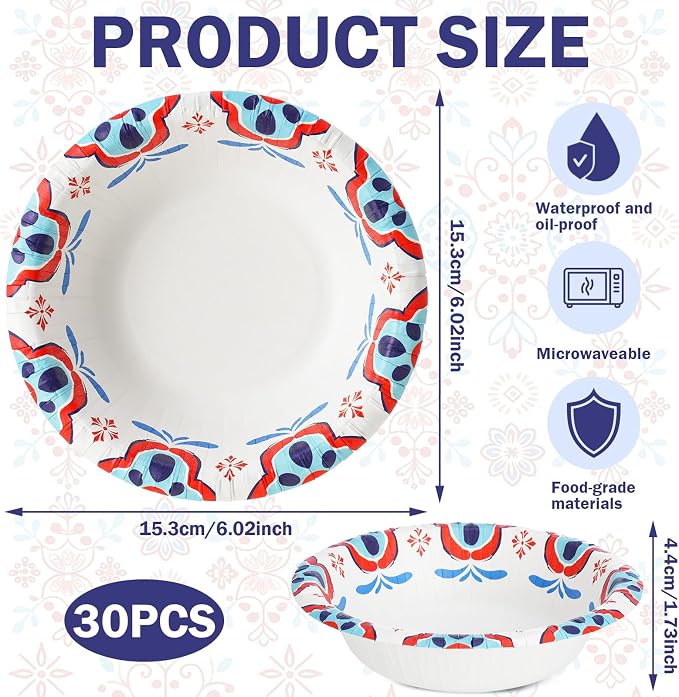 30 Pcs Small Paper Bowls, 8 oz Disposable Bowls, Soak Proof, Cut Proof - Image 2