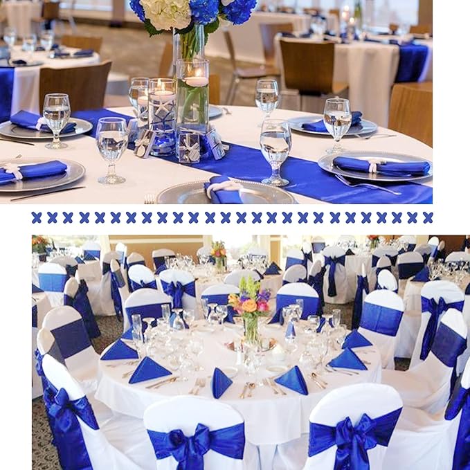 10-Pack Royal Blue 12 x 108 inches Long Premium Satin Table Runner | Wedding - Image 6
