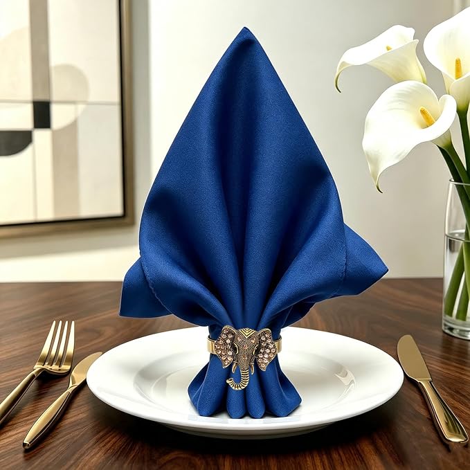 Elephant Napkin Rings Set of 6 Sparkly Rhinestone Africa Animal Napkin Holder - Image 3