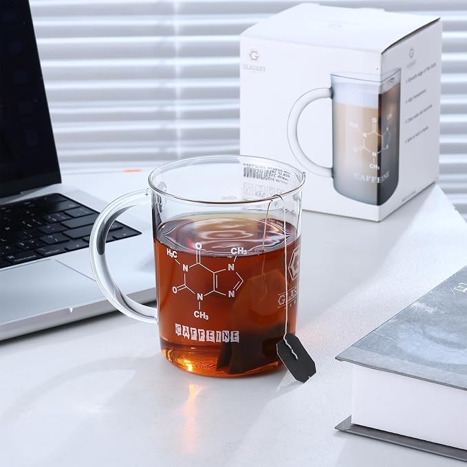 GLASKEY Caffeine Beaker Mug, 16 oz Anti-Dripping Borosilicate Caffeine Mug - Image 6