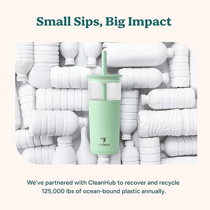 REDUCE Aspen - 20oz Vacuum Insulated Glass Tumbler - Extra Wide Straw & Lid | - Image 7