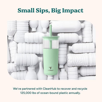 REDUCE Aspen - 20oz Vacuum Insulated Glass Tumbler - Extra Wide Straw & Lid | - Image 7