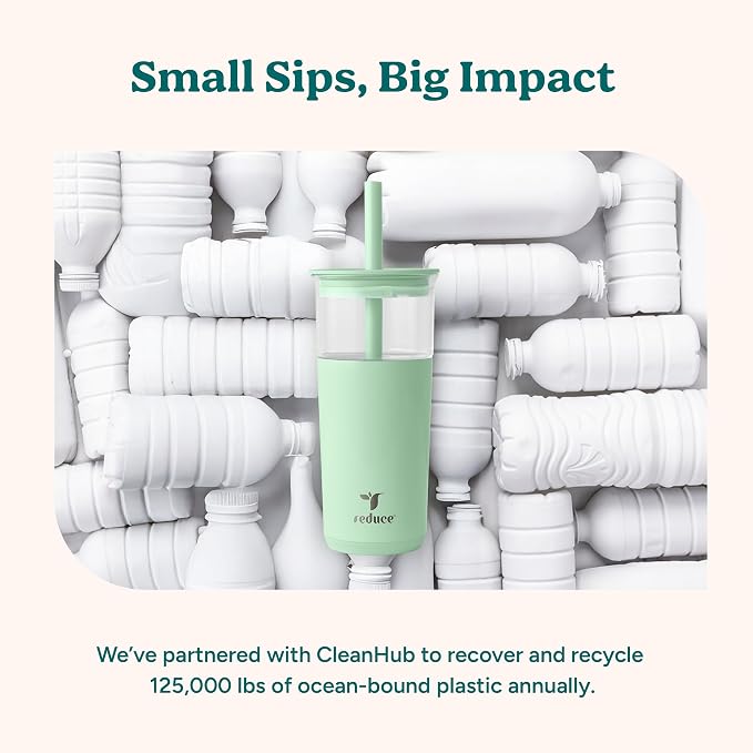 REDUCE Aspen - 20oz Vacuum Insulated Glass Tumbler - Extra Wide Straw & Lid | - Image 7