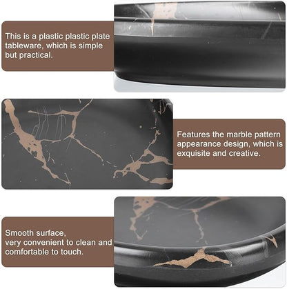 Marble Pattern Oval Dinner Plate 10.2 Inch Imitation Porcelain Steak Plate Western Tableware Fruit Storage Tray for Home Dining