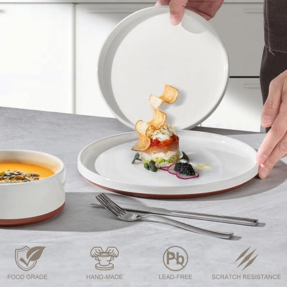 LIANYU Plates and Bowls Sets, 12 Pieces Stoneware Dinnerware Set - Image 3