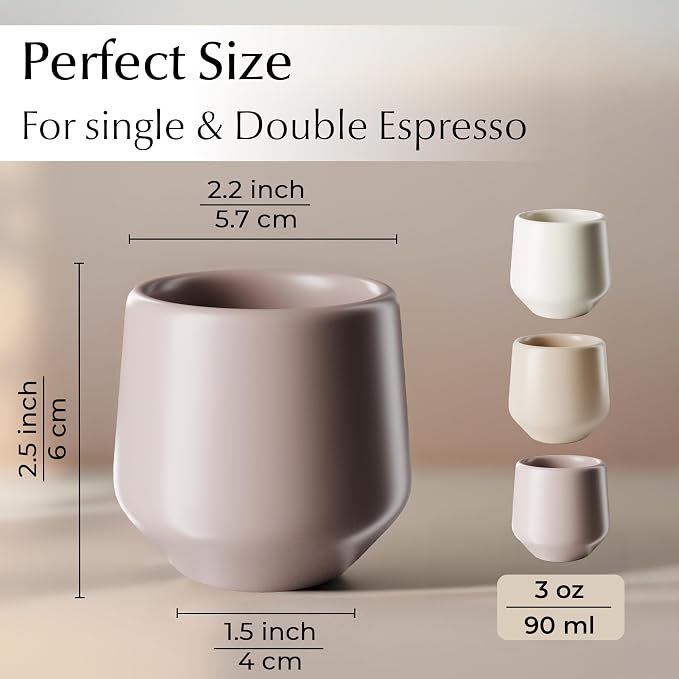 MIAMIO - Espresso Cups Set of 4 / Mug, Ceramic - Luxe | Ceramic espresso cups - Image 3