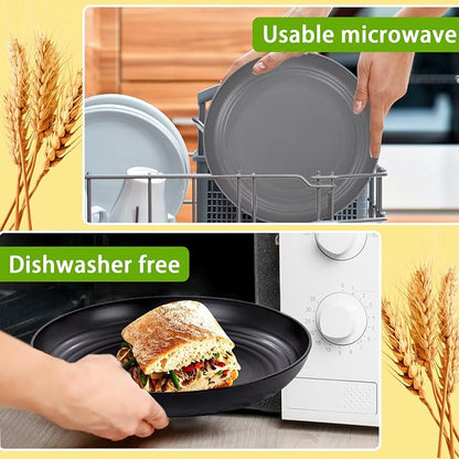 Rubtlamp 24Pcs Kitchen Plastic Wheat Straw Dinnerware Set, Dinnerware Sets - Image 4