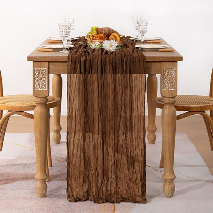 3 Pack Brown Cheesecloth Table Runner 10ft Neutral Gauze Centerpiece | - Image 3