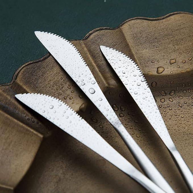 HOMQUEN Dinner Knives 6 Piece, Stainless Steel Matt Silver Dinner Knife - Image 6