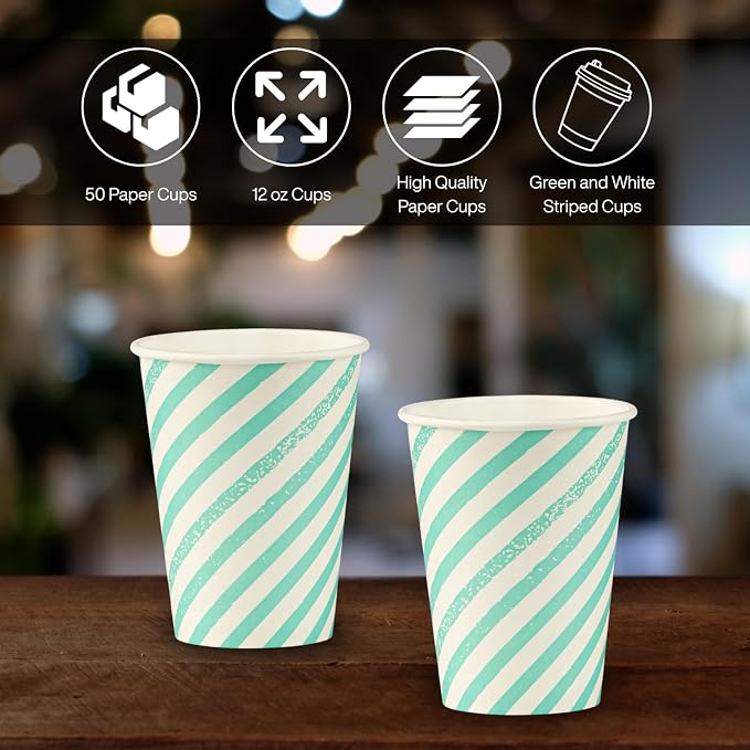 Disposable Coffee Cups, To Go Paper Hot Cups, Water Blue - Image 4