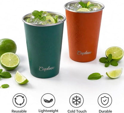 16 oz Stainless Steel Cups, Metal Drinking Glasses - Image 6