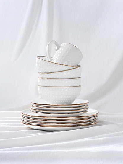 Famiware Ceramic Plates and Bowls Sets, Embossed Dishes Dinnerware - Image 7