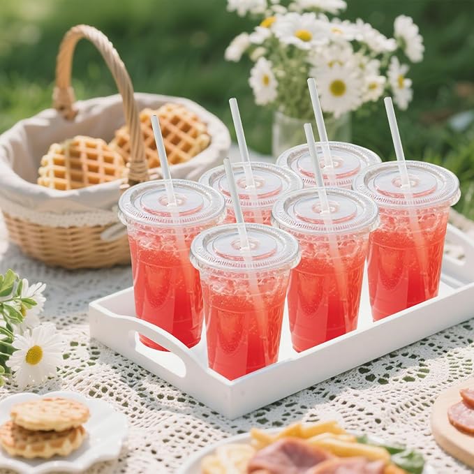 100 Pack 24 oz Leak-Proof Clear Plastic Cups - Image 6