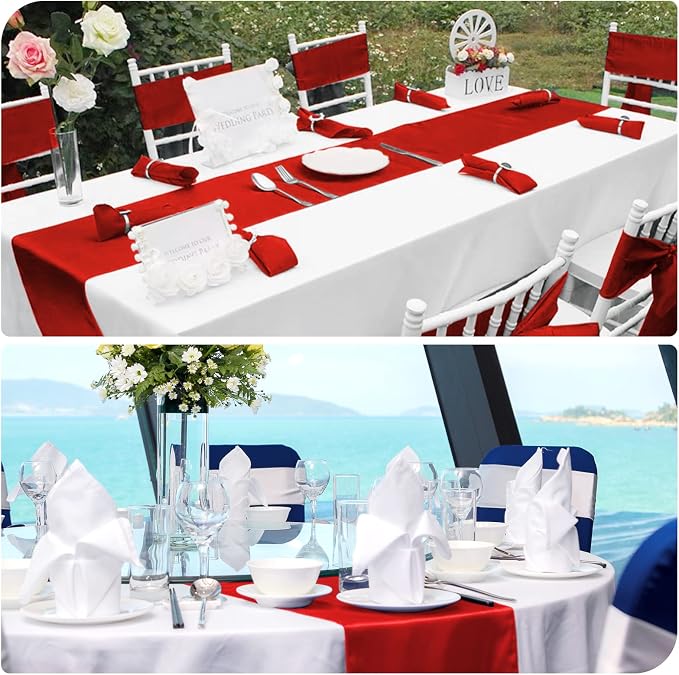 12 Pack Red Satin Table Runner 12 x 108 Inch Long Premium Table Runners - Image 5