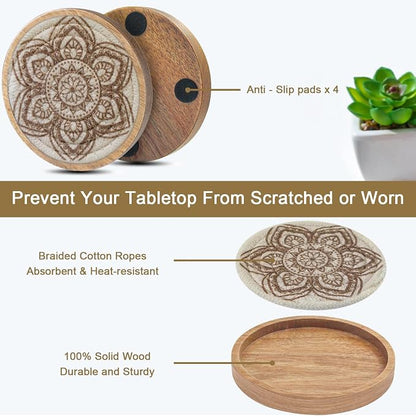 Boho Coasters Set of 6, Eykao Cup Coasters - Image 5