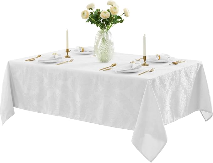 Newbridge Barcelona Luxury Damask Fabric Tablecloth, 52” Wide x 70” Rectangle - Image 4
