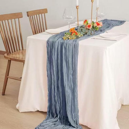 3Pack Dusty Blue Cheesecloth Table Runners 17x108inch Sheer Table Runner | - Image 2