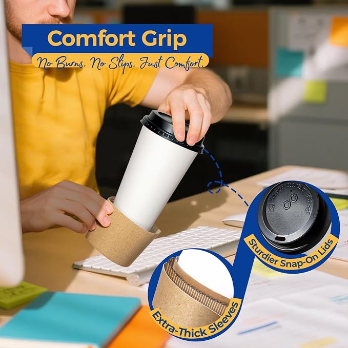 Fit Meal Prep 50 Pack 16 oz Disposable Coffee Cups - Image 7