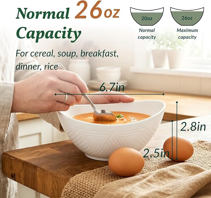 Wheat Straw Bowls 26 OZ Serving Bowls Set of 6 Unbreakable Salad Bowls - Image 2