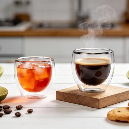 Double Walled Espresso Cups Set of 4, 5oz Clear Expresso Mugs, Small Insulated - Image 7
