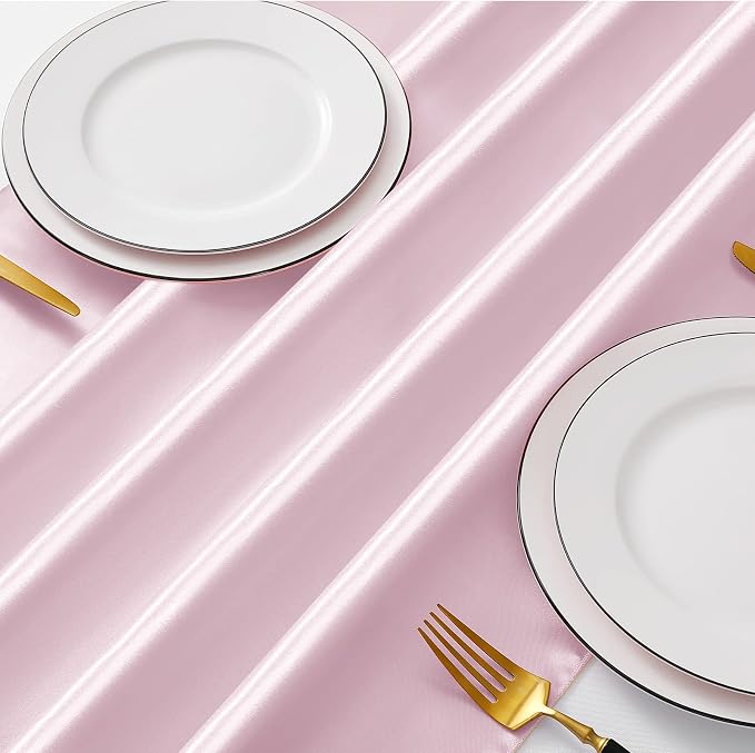 Manyshofu Blush Pink Satin Table Runner 12x72 - Image 3