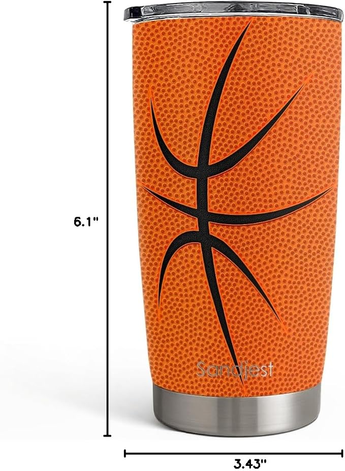 SANDJEST Basketball Tumbler 20oz Stainless Steel Insulated, Travel Coffee Cup - Image 8