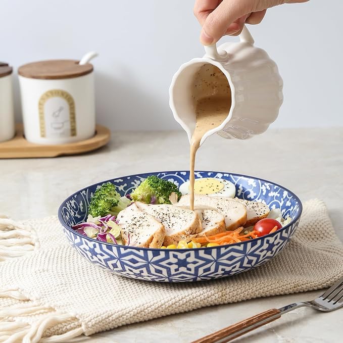 Selamica Ceramic Pasta Bowls Set 34 OZ, Large Salad Bowls 8.6 Inch Dinner Bowls - Image 7