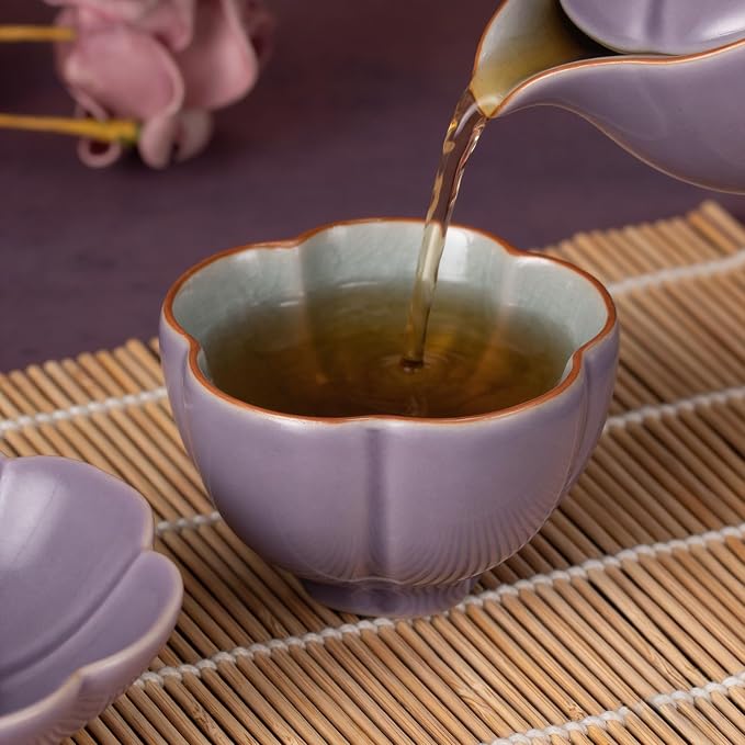 KAMMAK Japanese Tea Cups, 3.3 Oz Small Handmade Ceramic Teacups, Loose Leaf and - Image 5