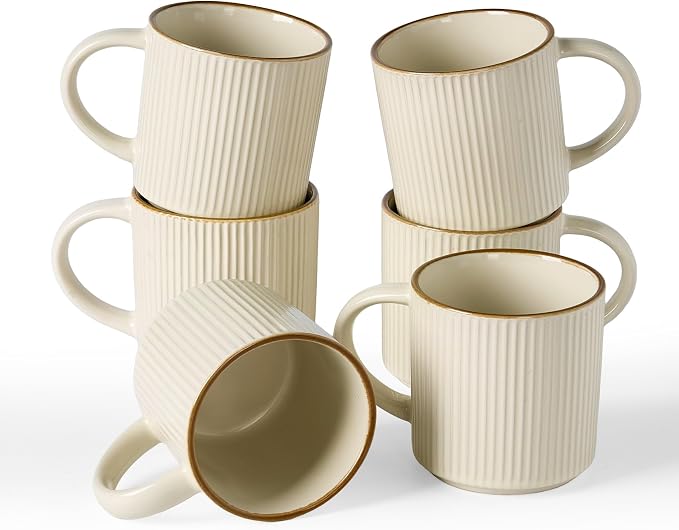 famiware Coffee Mug Set for 6, Star 12 oz Catering Mugs Cup Set by Famiware