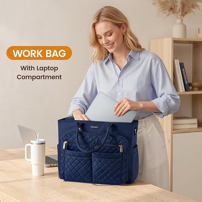 LOVEVOOK Tote Bag for Women, Teacher Nurse Work Laptop Bag, Quilted Bible - Image 2