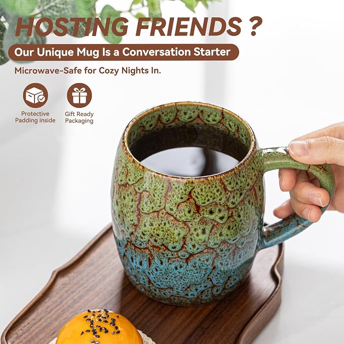 Handmade 22oz Ceramic Coffee Mug, Ergonomic Large Handle, Ideal Gift - Image 8