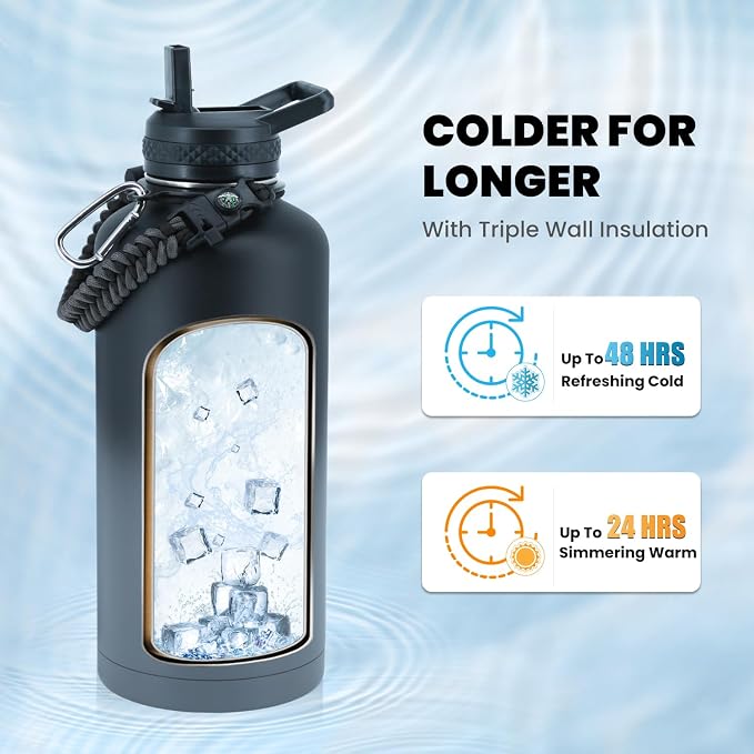 RAYMYLO Insulated Water Bottle 87 oz, Triple Wall Vacuum Stainless Steel | - Image 2