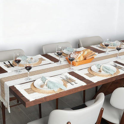 Placemats Set of 4 w/Charger Plates Table Mats Table Runner & Napkin Rings | - Image 2