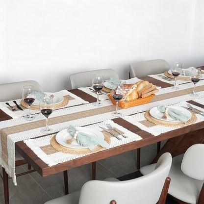 Placemats Set of 6 w/Charger Plates Table Mats Table Runner & Napkin Rings | - Image 7